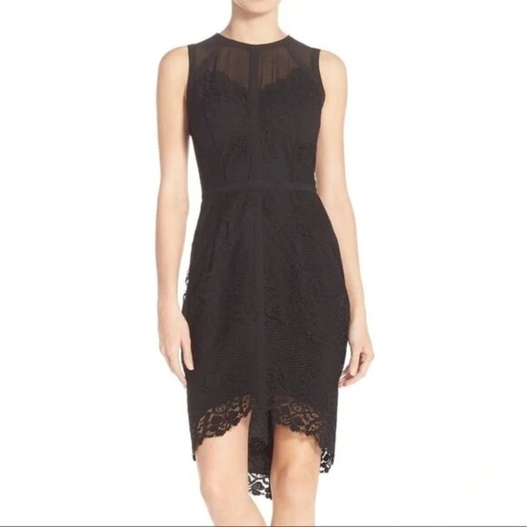 Adelyn RAE Lace, Mesh & Chiffon Sheath black Dress women's size Medium ( 03) - Picture 1 of 9